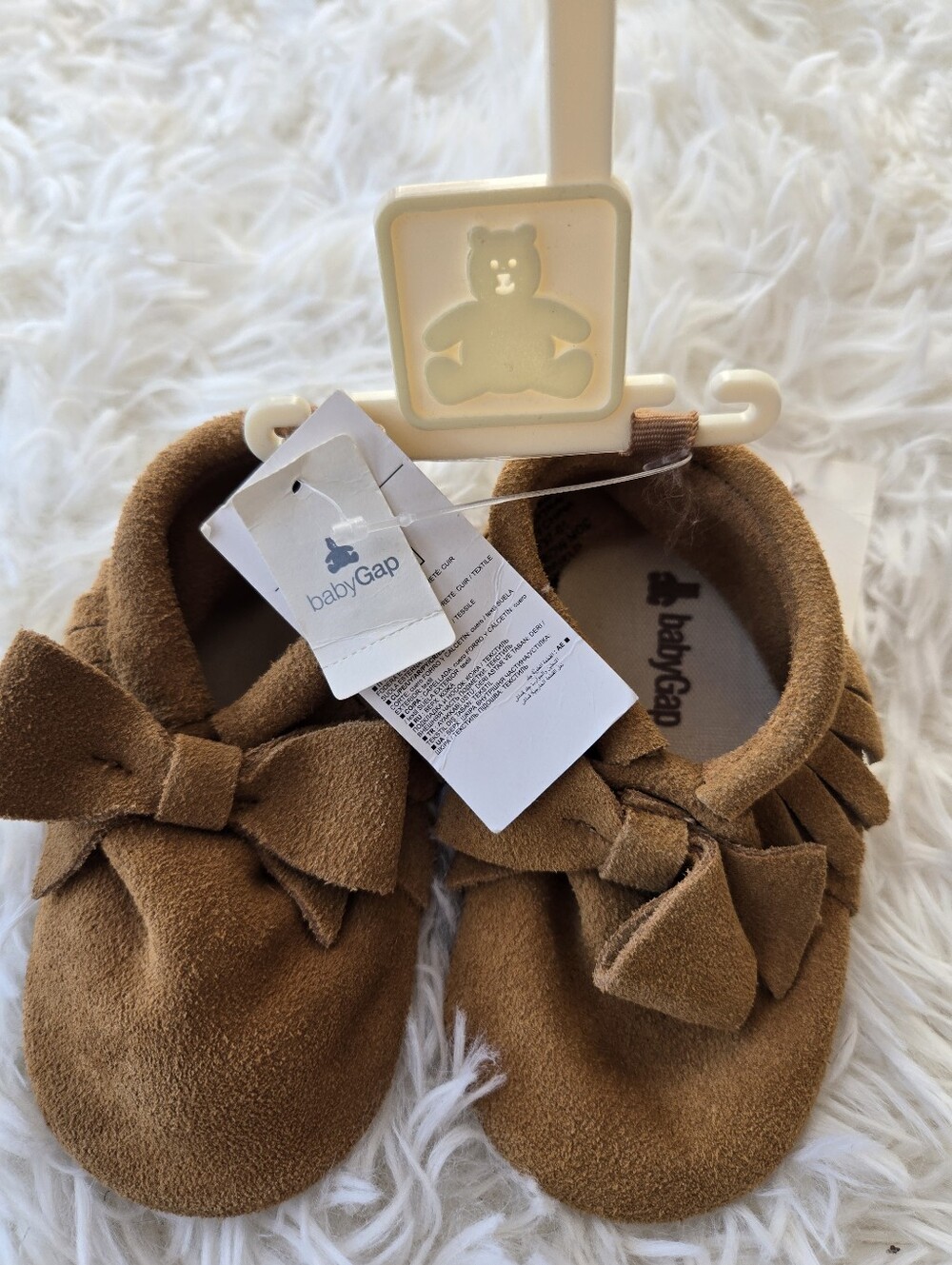 NWT Baby Gap Suede Slip-On Moccassin Cute Bow 12-18 Mos.